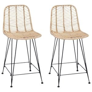 vidaXL Barkruk 2 st Naturel 44,5 x 54,5 x 97,5 cm Riet en IJzer