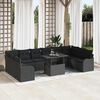 vidaXL Tuin Sofa Set met kussen 11 pcs Zwart Poly riet