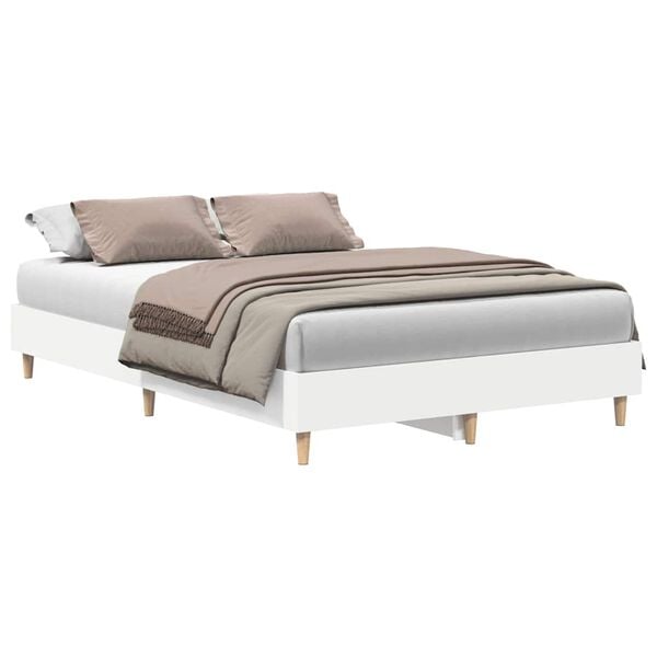 vidaXL Bedframe zonder matras 135x190 cm spaanplaat wit