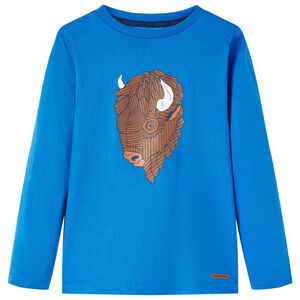 Kindershirt met lange mouwen 116 kobaltblauw
