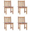 vidaXL Tuinstoelen 4 st met kussens massief teakhout