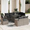 vidaXL 9-delige Loungeset met kussens poly rattan grijs
