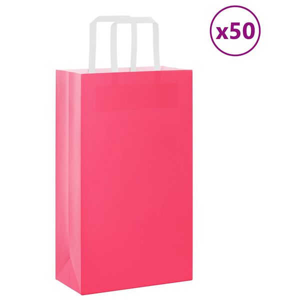 vidaXL Papieren zakken 50 st met hengsels 21x11x36 cm roze
