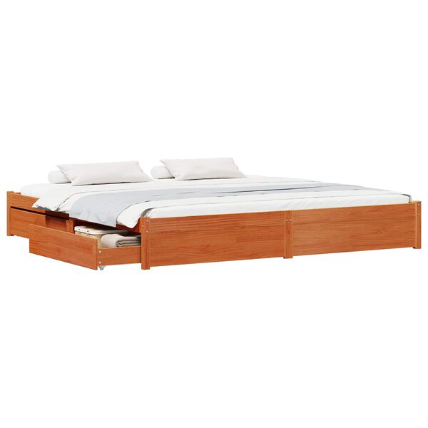vidaXL Bedframe met lade Wasbruin 180 x 200 cm Massief Vurenhout