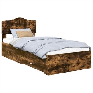vidaXL Bedframe met hoofdeinde Gerookt eiken 75 x 190 cm Bewerkt hout