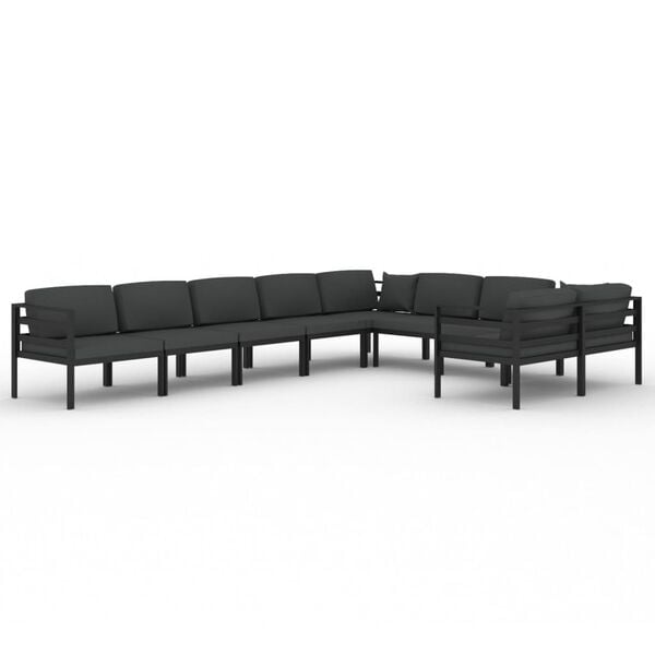 vidaXL 9-delige Loungeset met kussens aluminium antracietkleurig