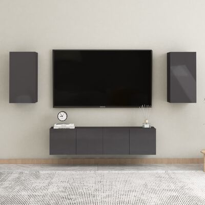 vidaXL Tv-meubel 30,5x30x60 cm spaanplaat hoogglans grijs
