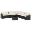 vidaXL 10-delige Loungeset met kussens poly rattan zwart