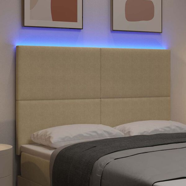 vidaXL LED Hoofdbord met LED-striplichten Grijs groen 160 cm Polyester