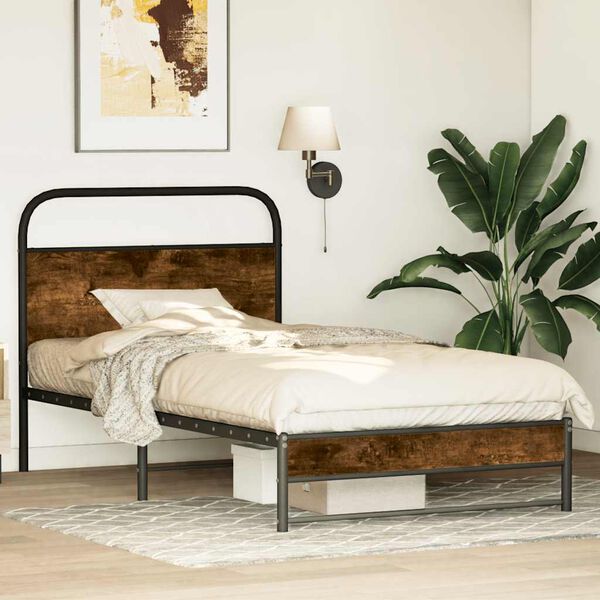 vidaXL Bedframe zonder matras bewerkt hout gerookt eiken 100x190 cm
