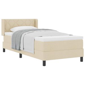 vidaXL Boxspringbed met matras Cr&egrave;me 200 x 90 cm Polyester
