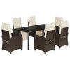 vidaXL 7-delige Tuinset met kussens poly rattan bruin