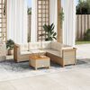 vidaXL 6-delige Loungeset met kussens poly rattan beige