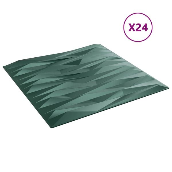 vidaXL Wandpanelen 24 pcs Steen Groen 50 x 50 cm XPS Schuim
