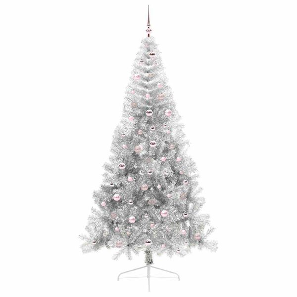 vidaXL Kunstmatig Voorverlicht Kerstboom met 300 LED Zilver 240 cm PET