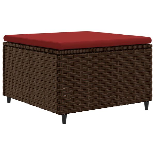 vidaXL 4-delige Loungeset met kussens poly rattan bruin