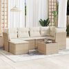 vidaXL 7-delige Loungeset met kussens poly rattan beige