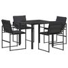 vidaXL Tuin eettafelset 5 pcs Zwart en Donkergrijs 80 x 80 x 73 cm