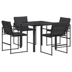 vidaXL Tuin eettafelset 5 pcs Zwart en Donkergrijs 80 x 80 x 73 cm