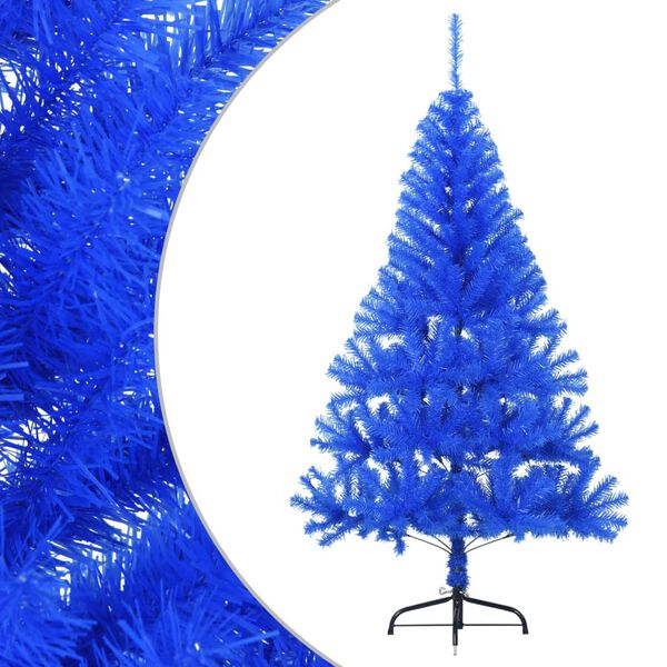 vidaXL Kunstkerstboom met standaard half 120 cm PVC blauw