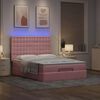 vidaXL Ottoman bed met matrassen en LED's 140x200cm fluweel roze