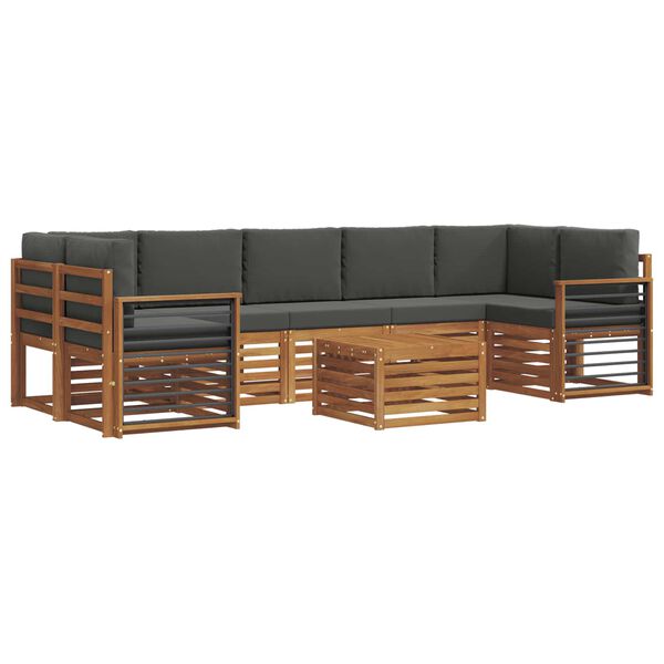 vidaXL Sofa-Sets 8 pcs Natuurlijk en Antraciet Massief Acaciahout