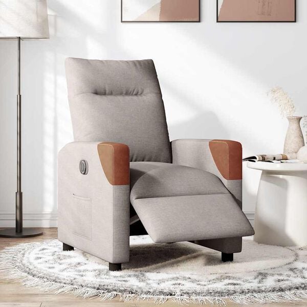 vidaXL Fauteuil verstelbaar elektrisch stof taupe