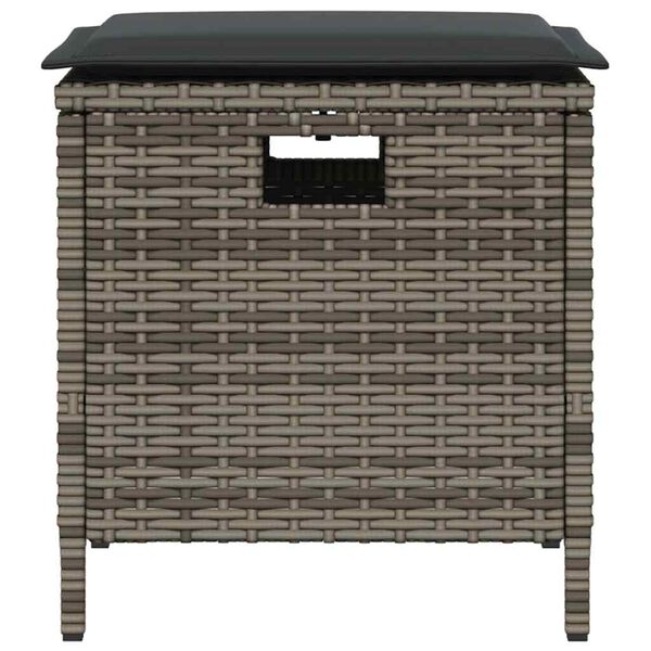 vidaXL 5-delige Tuinset met kussens poly rattan grijs