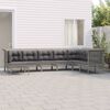 vidaXL 8-delige Loungeset met kussens poly rattan grijs