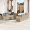 vidaXL Tuinbankenset met kussen met opslag 11 pcs Beige Poly riet
