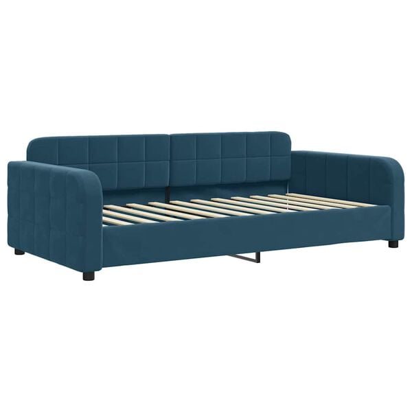 vidaXL Slaapbank met onderschuifbed en lades 90x200 cm fluweel blauw