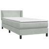 vidaXL Boxspring met matras fluweel lichtgrijs 90x220 cm
