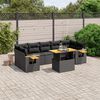 vidaXL 8-delige Loungeset met kussens poly rattan zwart
