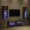 vidaXL TV-wandmeubel met LED-striplichten 6 pcs Oud Hout Bewerkt hout