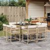 vidaXL 9-delige Tuinset met kussens poly rattan beige