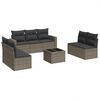 vidaXL 8-delige Loungeset met kussens poly rattan grijs