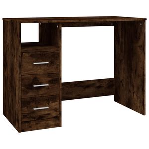 vidaXL Bureau met lades 102x50x76 cm bewerkt hout gerookt eikenkleurig