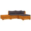 vidaXL 4-delige Loungeset met kussens massief acaciahout