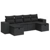 vidaXL 6-delige Loungeset met kussens poly rattan zwart
