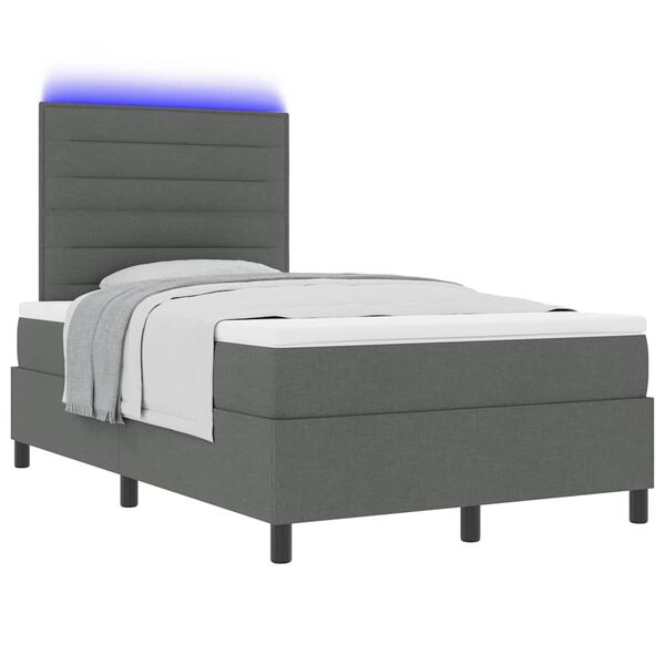 vidaXL Boxspring bed met matras met LED Donkergrijs 120 x 190 cm Stof