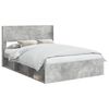 vidaXL Bedframe met opbergruimte en hoofdbord Betongrijs 120 x 190 cm