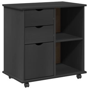 vidaXL Rolling Kast 63,5 x 39 x 65,5 cm Massief Vurenhout Grijs