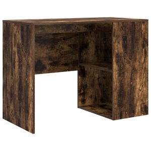 vidaXL Bureau met plank Gerookt eiken 102 x 50 x 75 cm Bewerkt hout