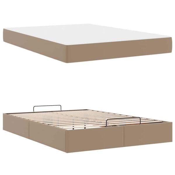 vidaXL Bedframe met matras Cappuccino 160 x 200 cm Kunstleer