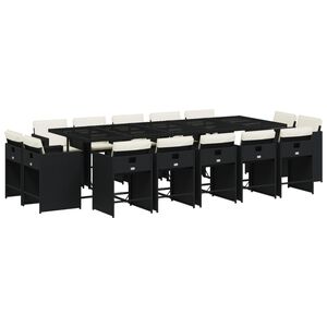 vidaXL 15-delige Tuinset met kussens poly rattan zwart