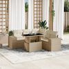 vidaXL 6-delige Loungeset met kussens poly rattan beige