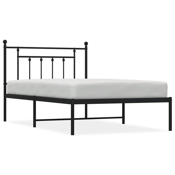 vidaXL Bedframe met hoofdbord metaal zwart 100x200 cm