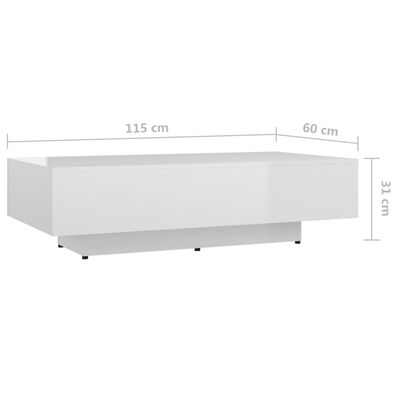 vidaXL Salontafel 115x60x31 cm spaanplaat hoogglans wit