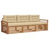 vidaXL Buiten bankenset met kussen 3 pcs Natuurlijk en Beige