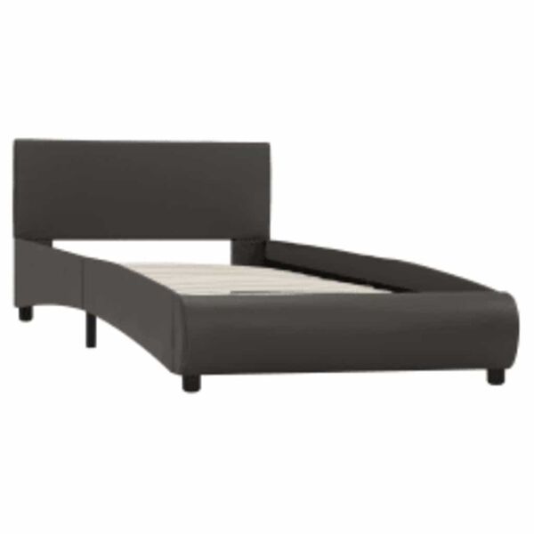 vidaXL Bedframe met LED kunstleer grijs 90x200 cm